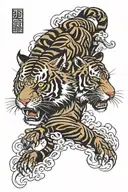 japan tiger face tattoo design idea