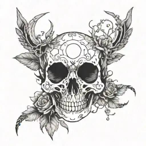 A dark and thought-provoking tattoo inspired by the concept of 'Memento Mori' with a psychedelic twist  tattoo design idea