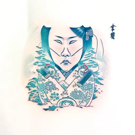 snowboarding geisha tattoo design idea