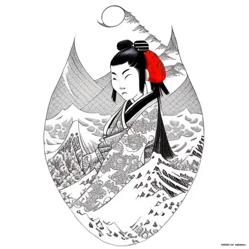 snowboarding geisha tattoo design idea