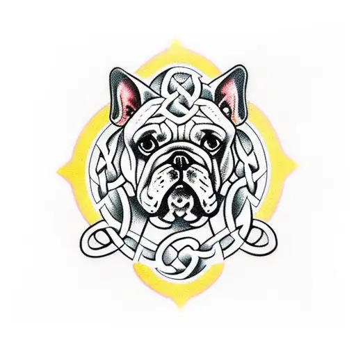 Celtic bulldog adorned with intricate knotwork tattoo design idea