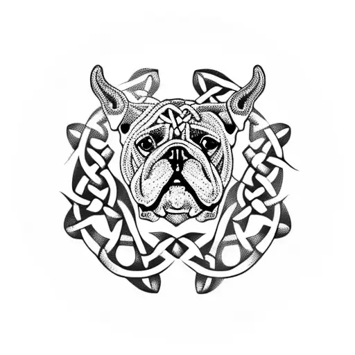 Celtic bulldog adorned with intricate knotwork tattoo design idea