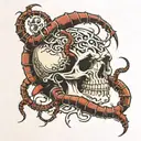 skull and centipede tattoo design idea