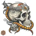 skull and centipede tattoo design idea