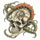 skull and centipede tattoo design idea