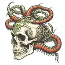 skull and centipede tattoo design idea