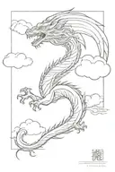 japanese dragon flying clouds  tattoo design idea