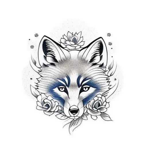 foxes double face tattoo design idea