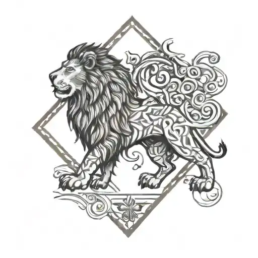 A lion and the flag of Israel tattoo design idea
