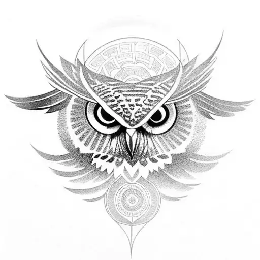 owl hunting with open wings tattoo design idea