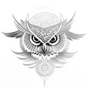 owl hunting with open wings tattoo design idea