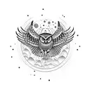 owl hunting with open wings tattoo design idea