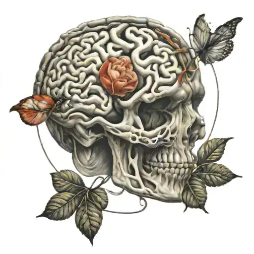 brain and heart balance mind body tattoo design idea