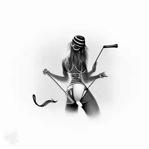sexy drummer girl drumming, black and white, rave tattoo design idea