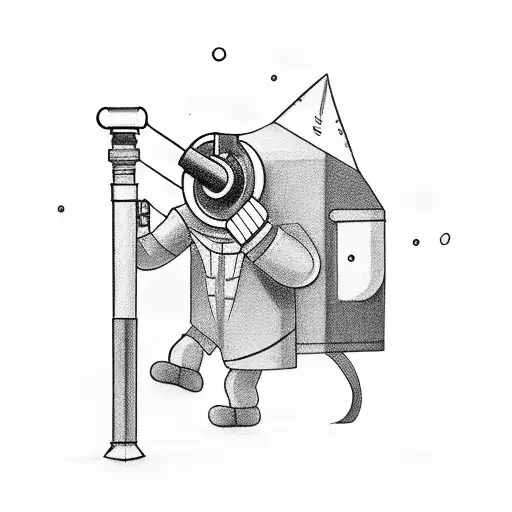 cartoon figure using a telescope tattoo design idea