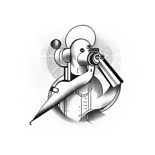figure with telescope tattoo design idea