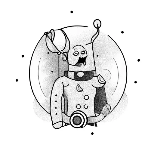 cartoon figure using telescope tattoo design idea