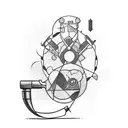 figure with telescope tattoo design idea