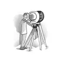figure with telescope tattoo design idea
