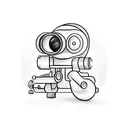 cartoon figure using telescope tattoo design idea