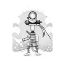 cartoon figure using telescope tattoo design idea