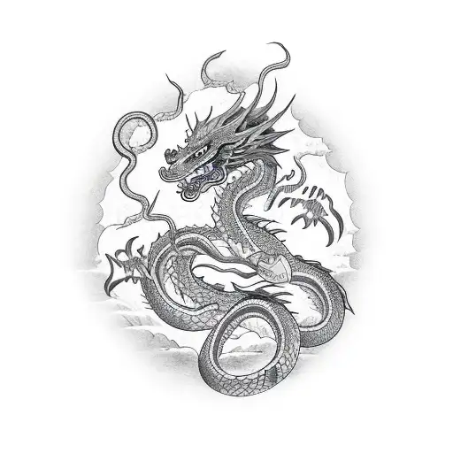Dragon with snake tattoo design idea