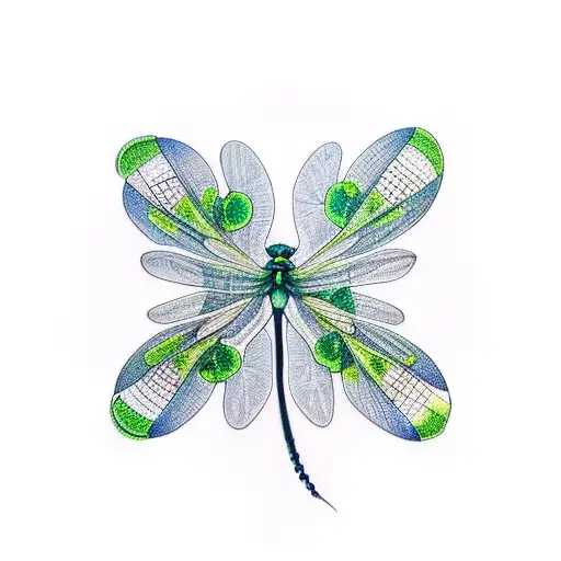 lucky 5 leaf clover with dragonfly on top tattoo design idea