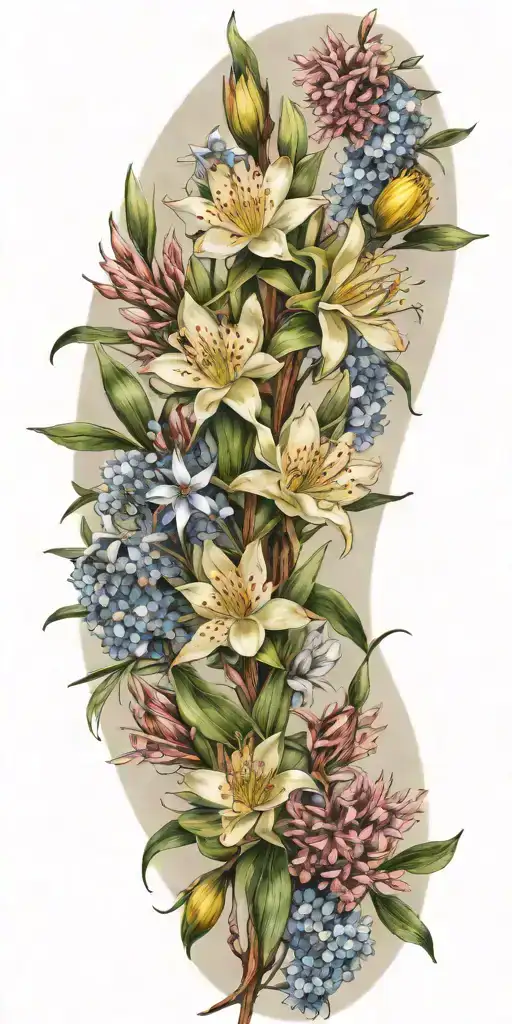 australian native flowers and plants  tattoo design idea