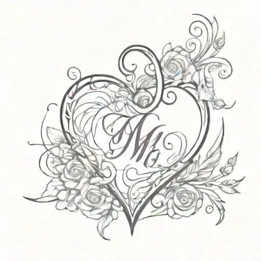 heart with initial D and M inside representing your love tattoo design idea