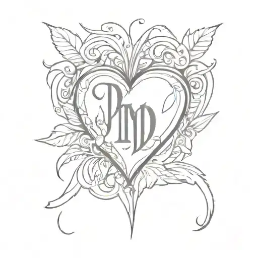 heart with initial D & M inside representing your love tattoo design idea