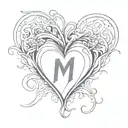 heart with initial D and M  representing your love tattoo design idea