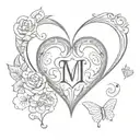 heart with initial D and M  representing your love tattoo design idea