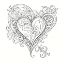 heart with initial D and M  representing your love tattoo design idea