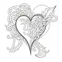 heart with initial D and M  representing your love tattoo design idea