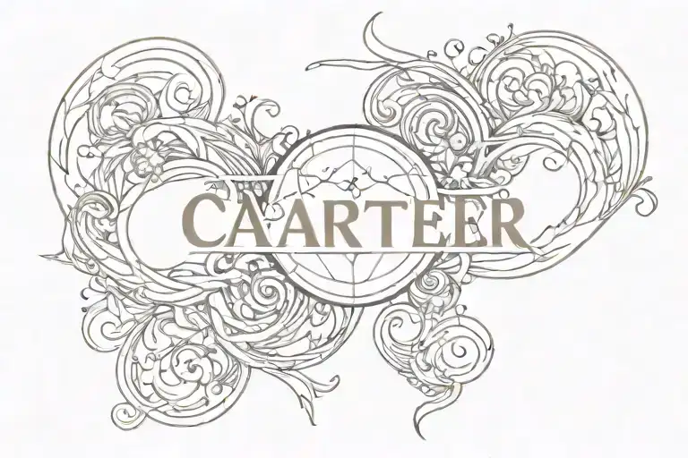 A womb tattoo design with the word 'carter' in the middle tattoo design idea