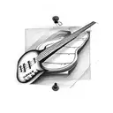 A bass guitar headstock with teaching tools as tuning pegs tattoo design idea