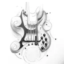 A bass guitar headstock with teaching tools as tuning pegs tattoo design idea