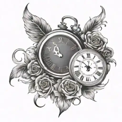 2 birth clocks tattoo design idea
