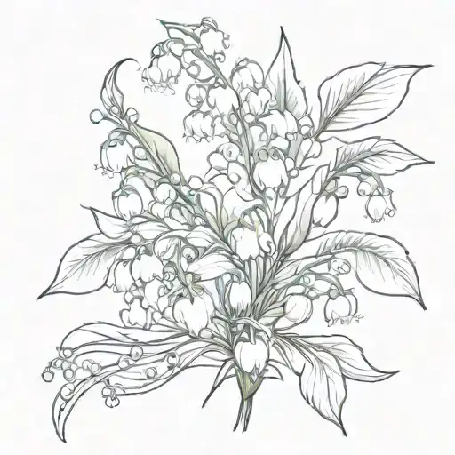 lily of the valley flower, strawberry vine wrapping, stars and sparkles, hearts, ribbon tattoo design idea