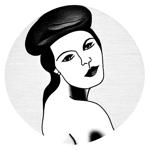 paysan basque de profil avec beret basque et visage buriné tattoo design idea