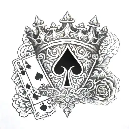 Rolex crown outline with ace of spades card inside it. tattoo design idea