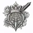 Rolex crown outline with ace of spades inside it. tattoo design idea