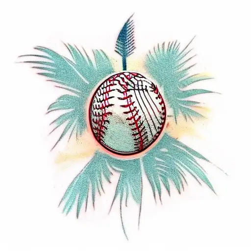 Palm Tree baseball  tattoo design idea