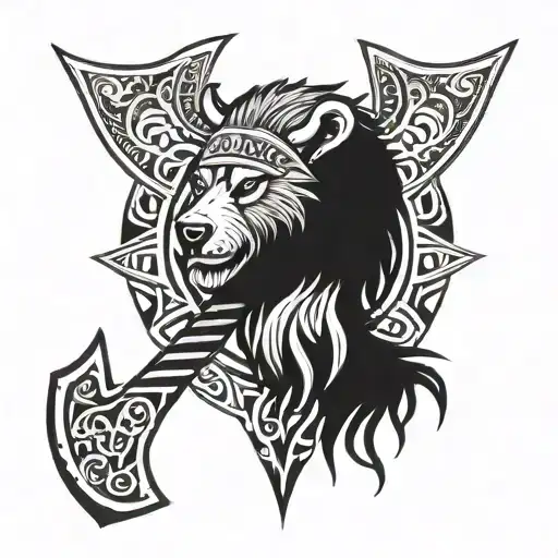 Viking Axe and Bear tattoo design idea
