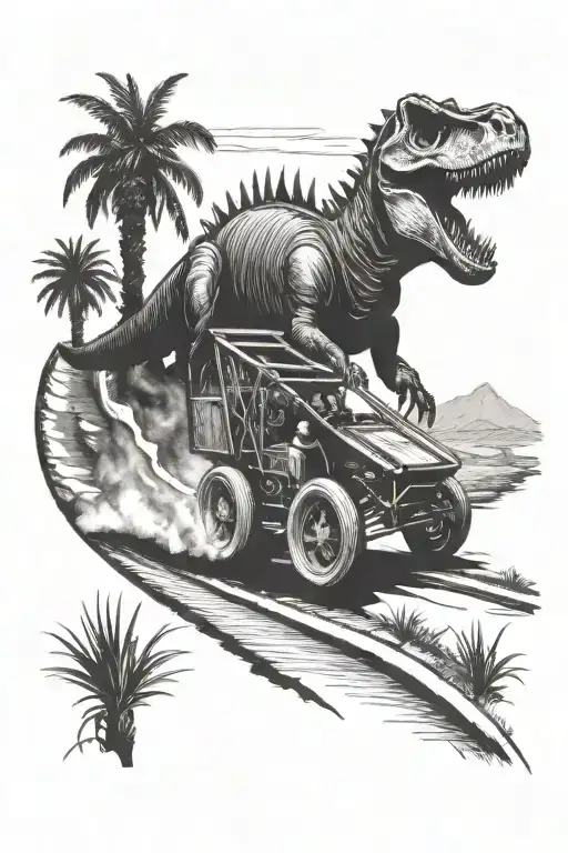 sprint car dino riding sprint race car transformed tattoo design idea