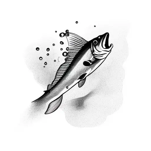 big knife on the forearm with small fishes swimming until the tip of middle finger tattoo design idea