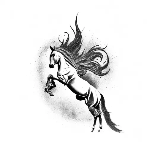 A black mt 25 tattooed prancing horse tattoo design idea