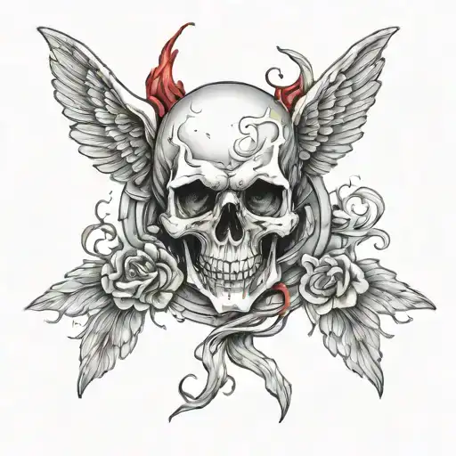 skull dead angel demon blood evil tattoo design idea