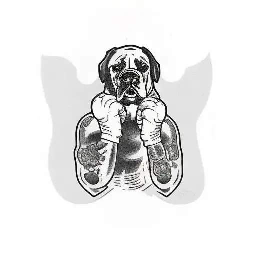 old timey boxer with buffalo head  tattoo design idea