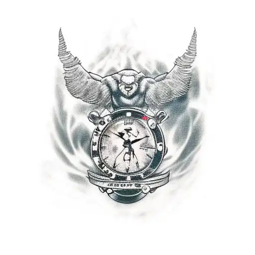 black and white old time boxer body in fighter Stance with a buffalo head  tattoo design idea